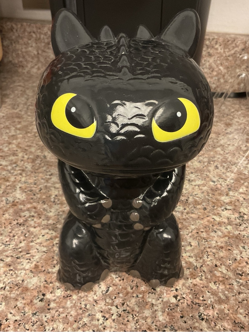 Dreamworks Black Dragon Cookie Jar 2015 with Yellow Eyes